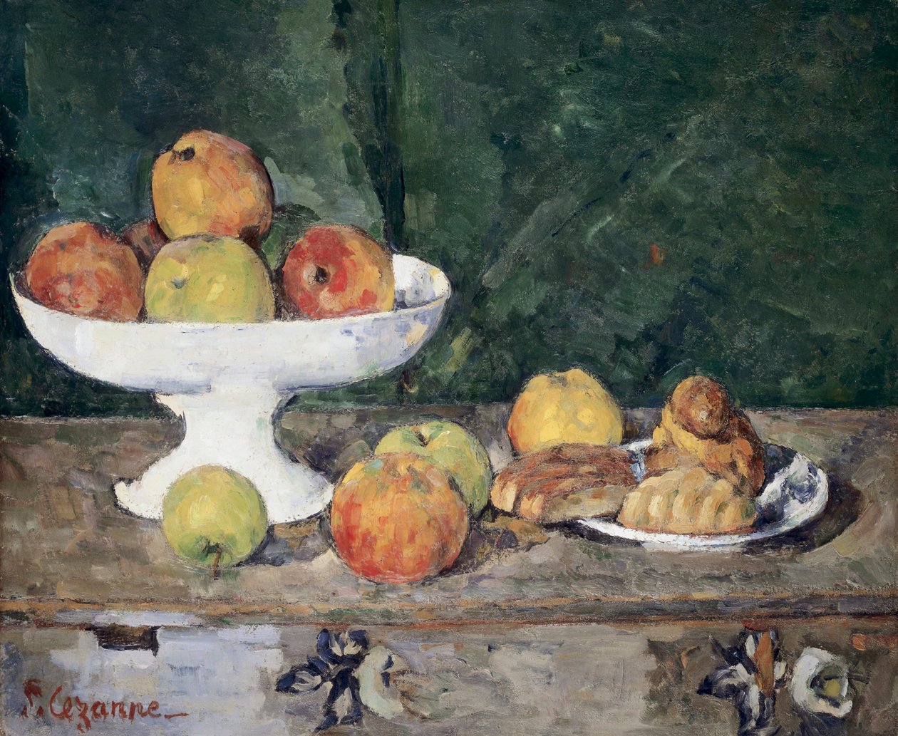 Maçãs e bolos. Pintura de Paul Cezanne (1839-1906), cerca de 1873-1877. Óleo sobre tela. Coleção particular. de Paul Cezanne
