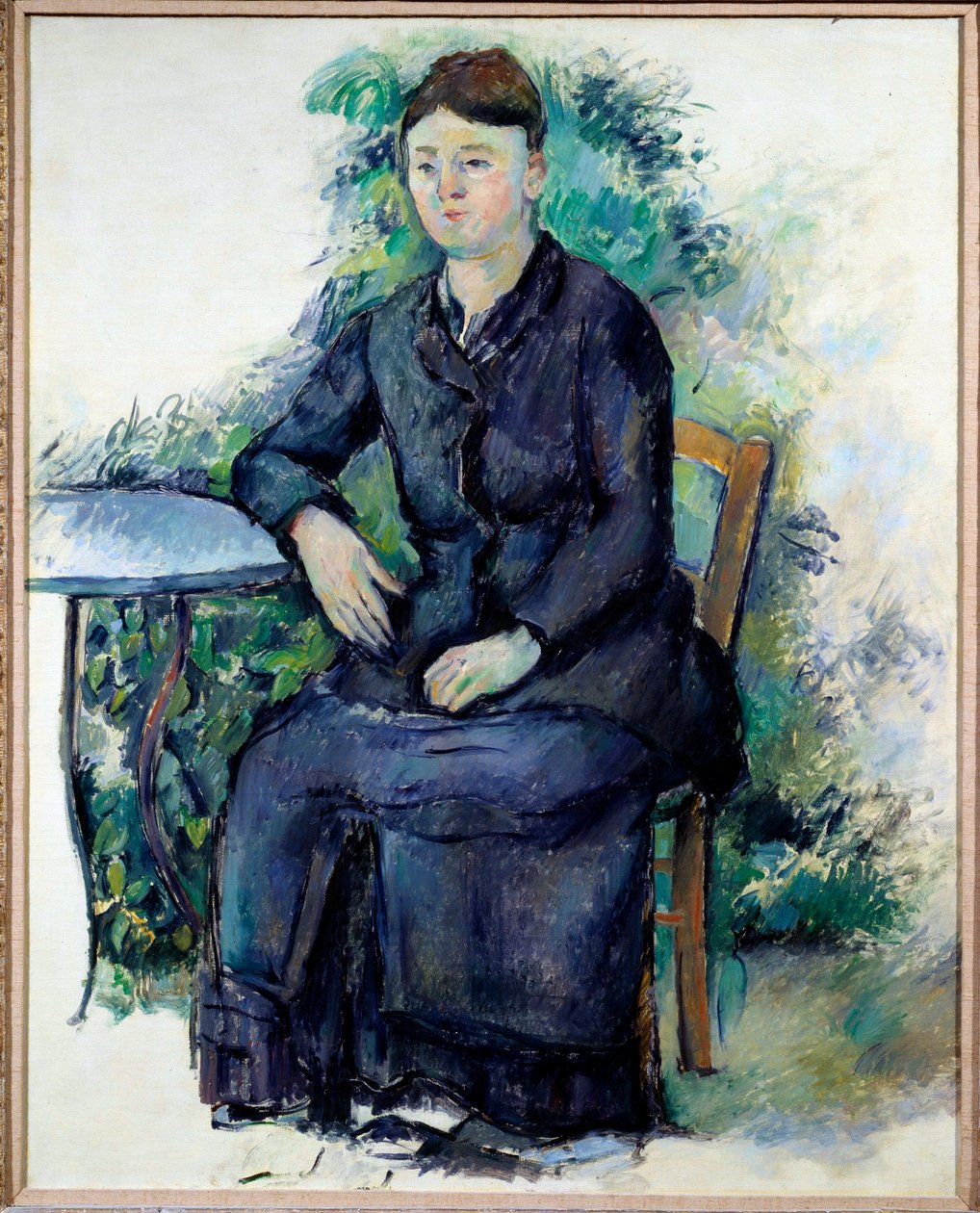 Retrato de Madame Cezanne em uma Pintura de Jardim de Paul Cezanne (1839-1906) Sol do século XIX. 0,63x0,8 m Paris, Musee de l