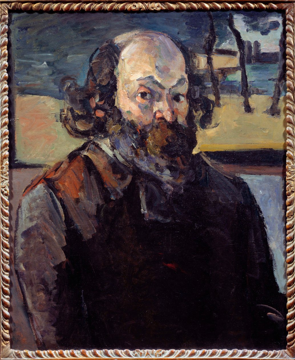 Pintura Auto-Retrato de Paul Cezanne (1839-1906) 1873-1876 Sol. 0,64x0,53 m Paris, musee d
