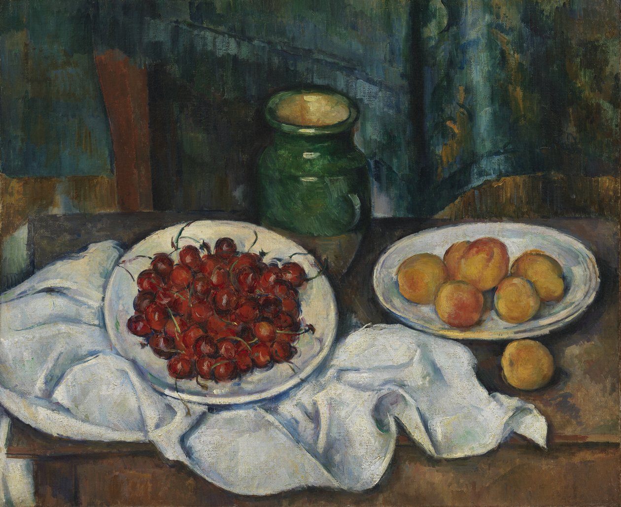 Natureza-morta com cerejas e pêssegos de Paul Cézanne
