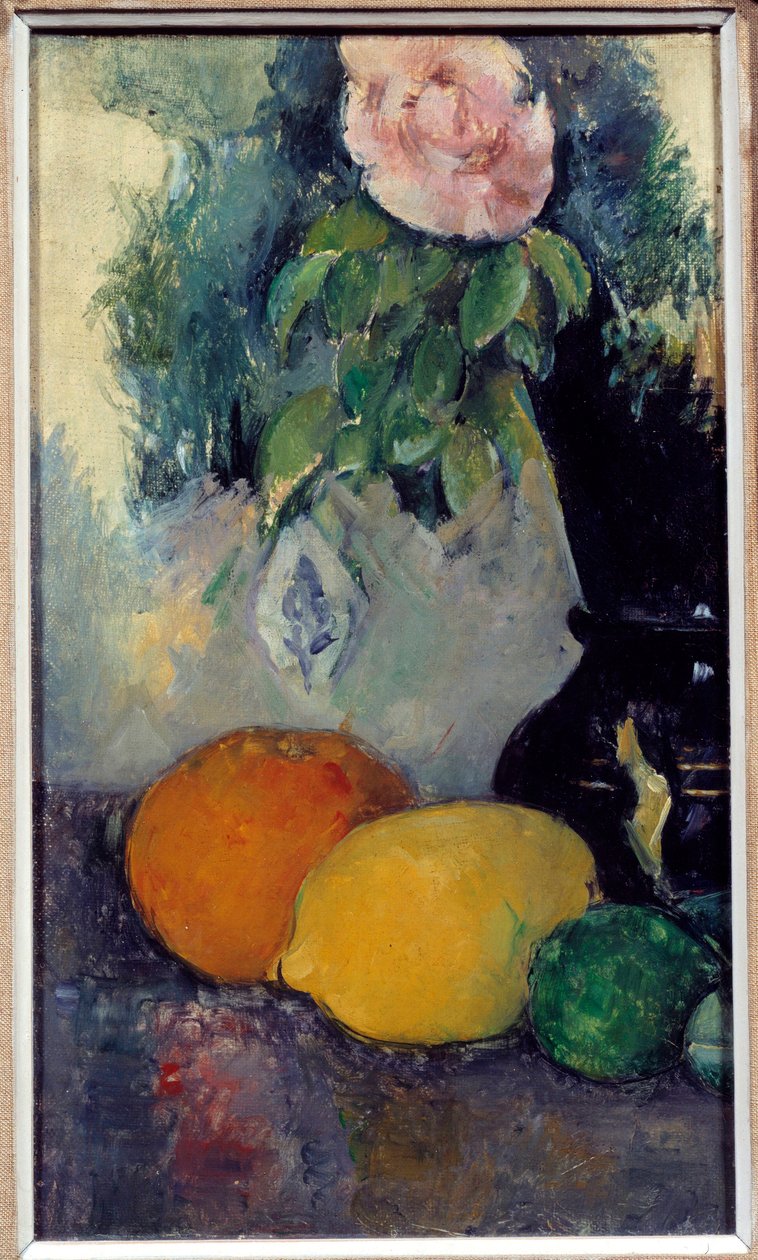 Still Life of Flowers and Fruits Painting de Paul Cezanne (1839-1906) Sol do século XIX. 0,37x0,28 m Musee de l