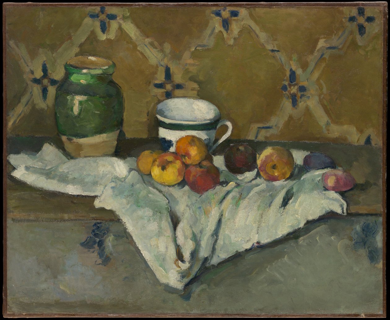 Natureza-morta com jarro, chávena e maçãs de Paul Cézanne