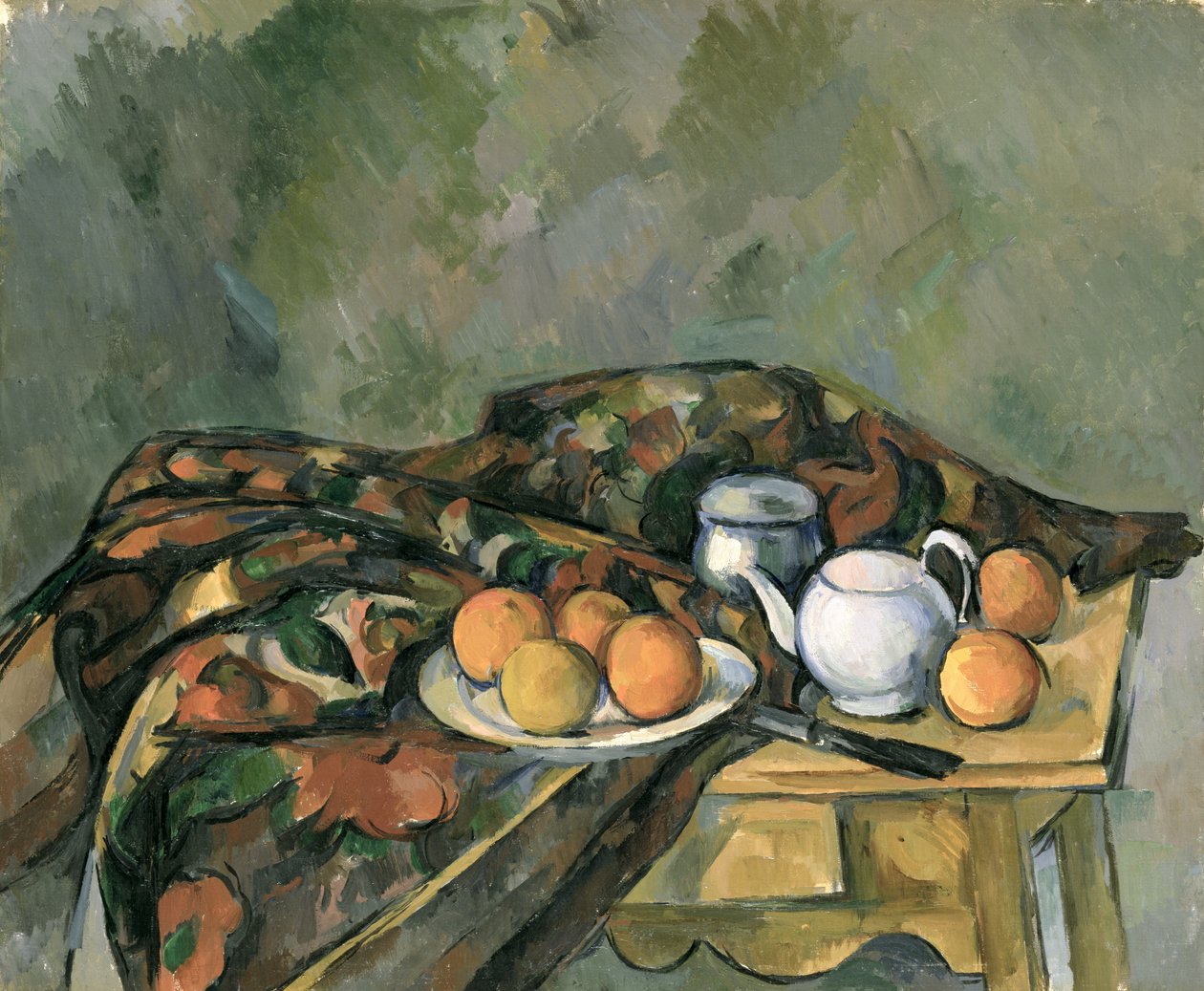 Natureza morta com um bule de chá (óleo sobre tela) de Paul Cézanne