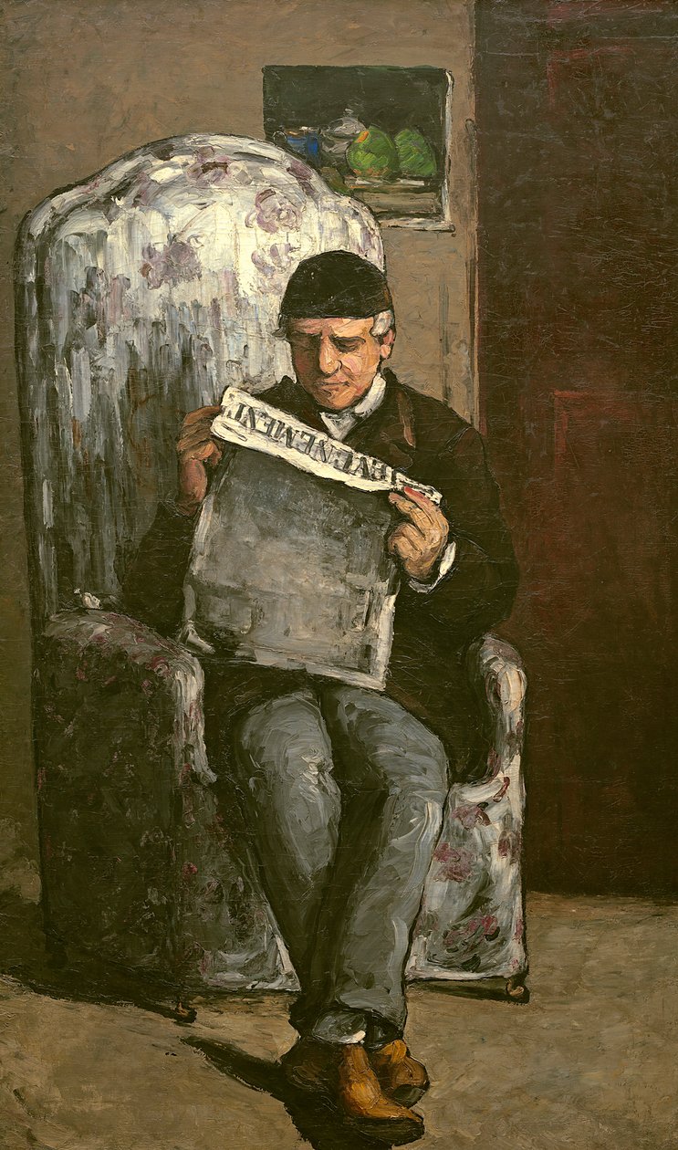 O pai do artista, lendo "L&39;Événement" de Paul Cézanne