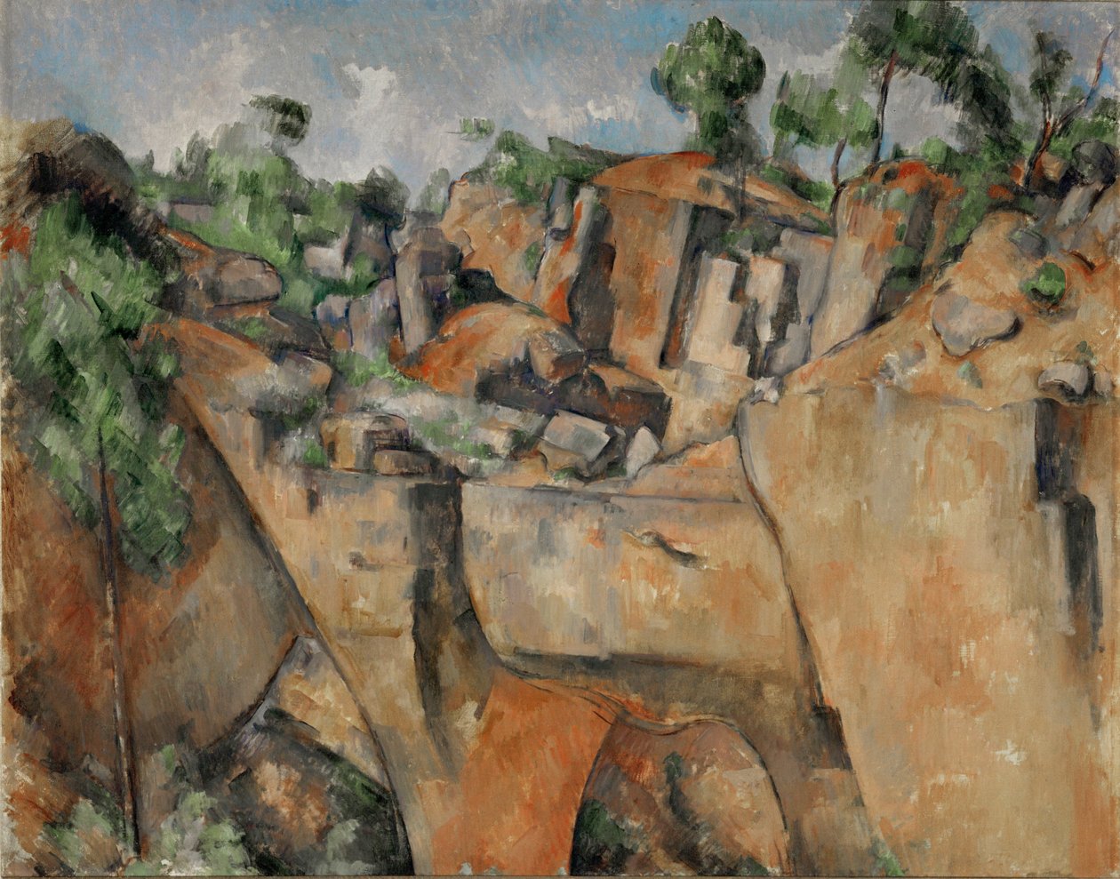 A pedreira de Bibemus, Provença, França (pintura sobre tela) de Paul Cezanne
