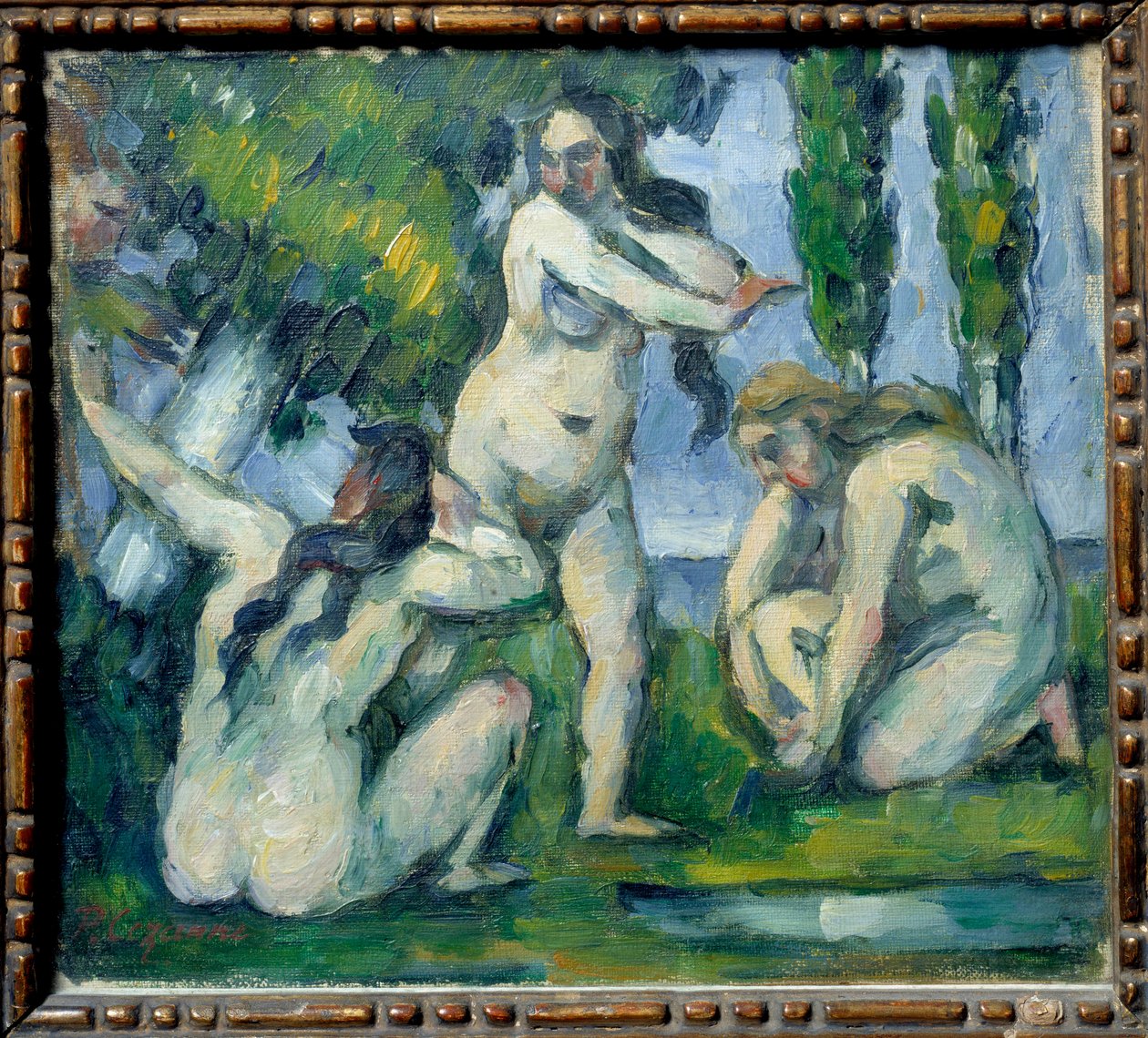 Pintura de Três Pais por Paul Cezanne (1839-1906). 1875-1877 Sol. 0,22x0,19 m Paris, musee d