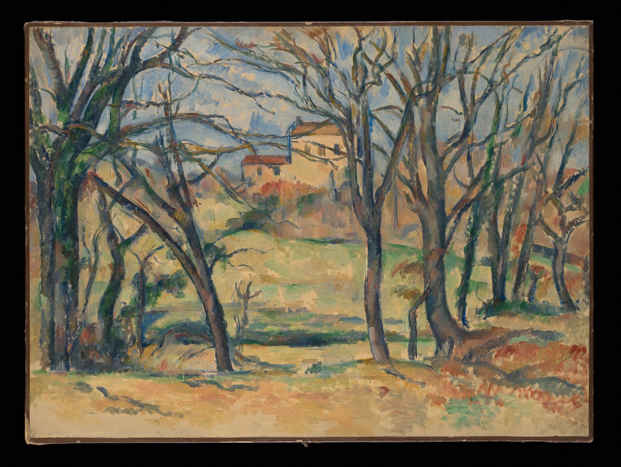 Árvores e casas perto do Jas de Bouffan de Paul Cézanne