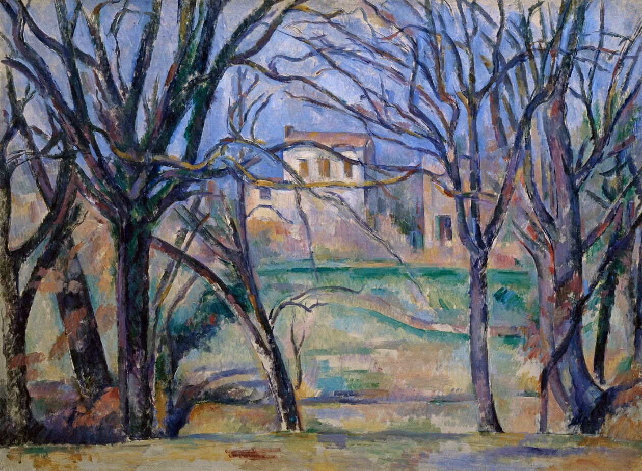 Árvores e casas de Paul Cézanne