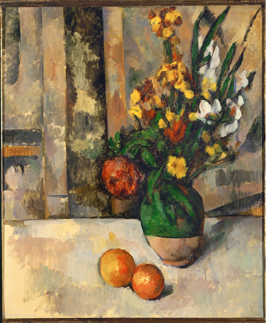 Vaso e maçãs (óleo sobre tela) de Paul Cezanne