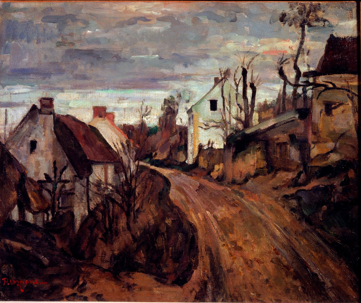 Estrada da aldeia, Auvers. (Óleo sobre tela de Paul Cézanne