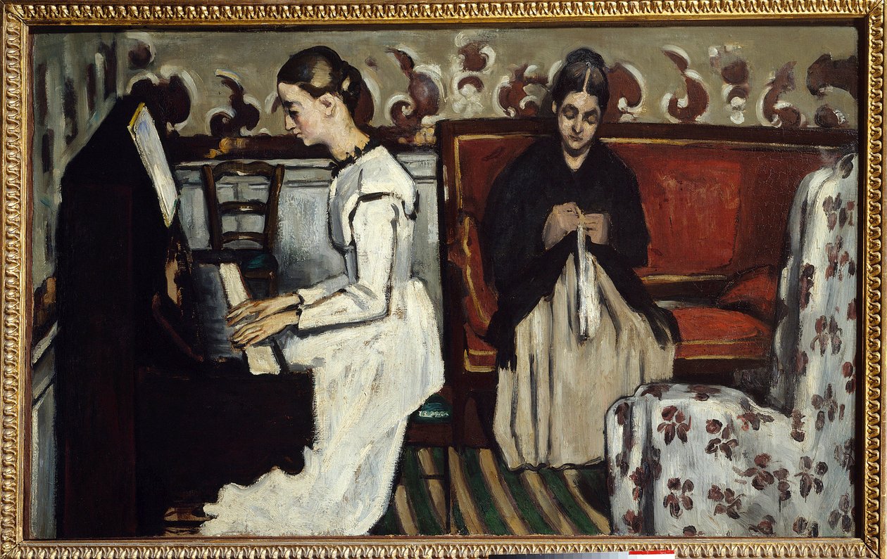 Jovem no Piano Pintura de Paul Cezanne (1839-1906) de Paul Cézanne