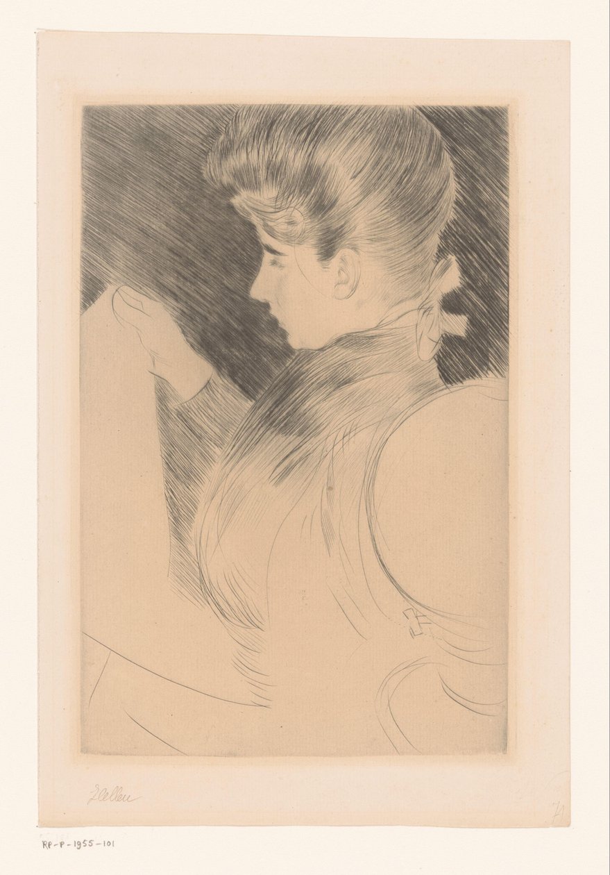 Retrato de uma mulher de leitura desconhecida de Paul César Helleu (signed by artist)