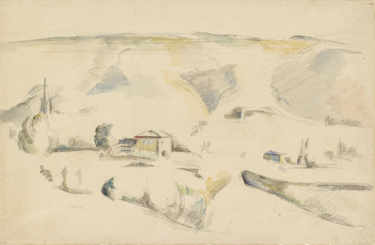 Uma vista através de um vale, final do século 19 de Paul Cézanne