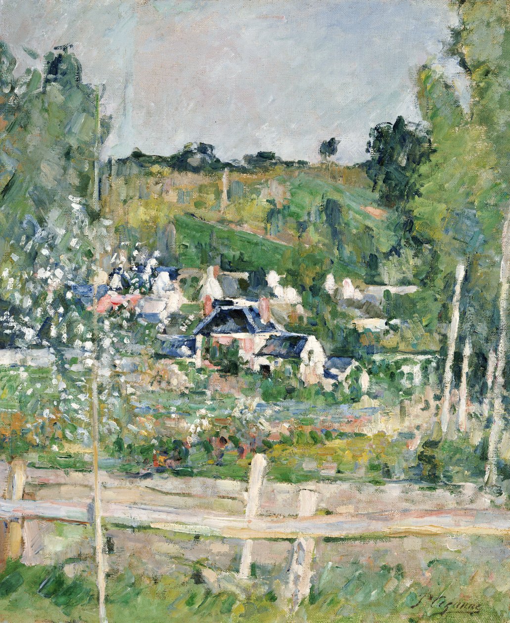 Uma vista de Auvers-sur-Oise, a cerca, c.1873 de Paul Cézanne