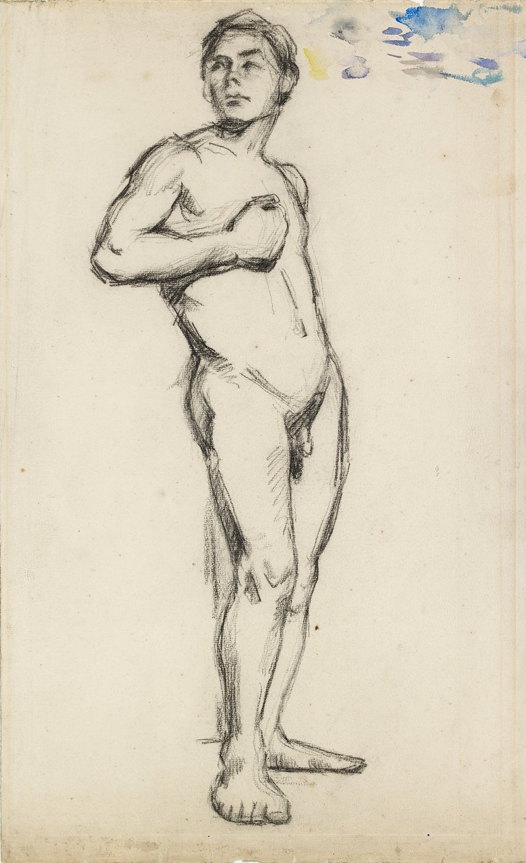 Estudo Acadêmico de um Nu masculino com a mão direita apertada no peito, 1865 de Paul Cézanne