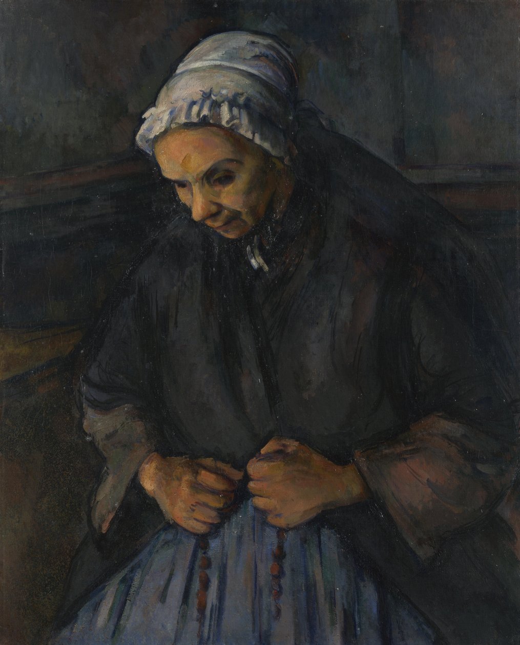 Uma mulher idosa com um rosário, c. 1895 de Paul Cézanne
