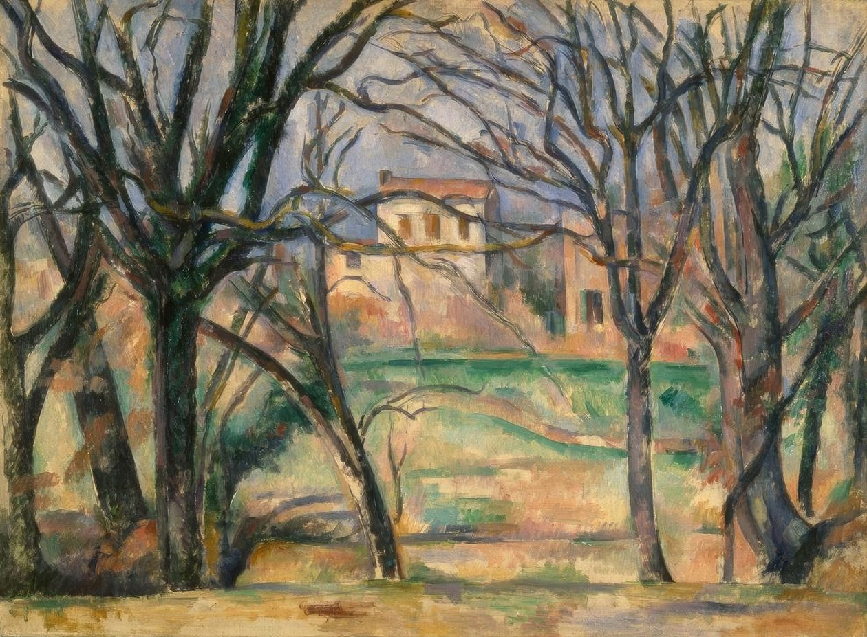 Árvores e casas de Paul Cézanne