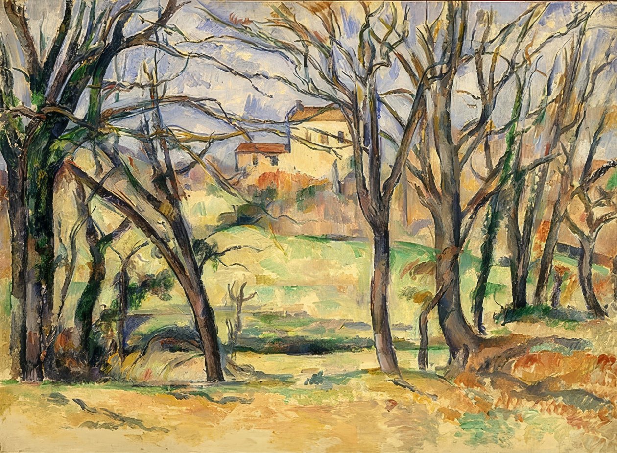 Árvores e casas, Jas de Bouffan. 1885-86 de Paul Cézanne