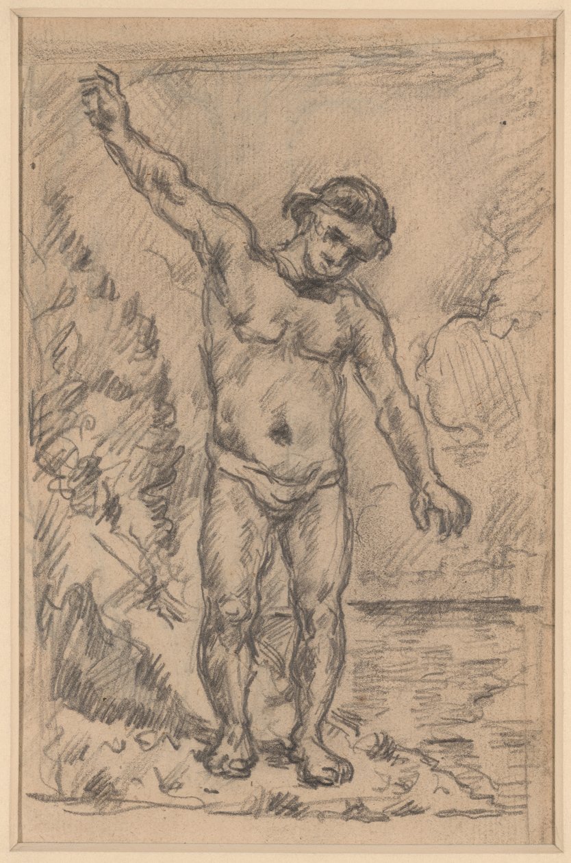 Banhista com os braços estendidos (anverso); Estudo de uma árvore (verso) de Paul Cézanne