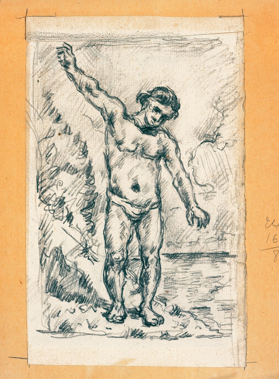 Banhista com braços abertos, c.1874-77 de Paul Cézanne