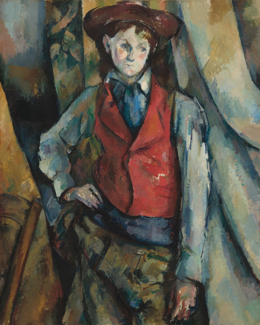 Menino de colete vermelho, 1888-1890. de Paul Cézanne