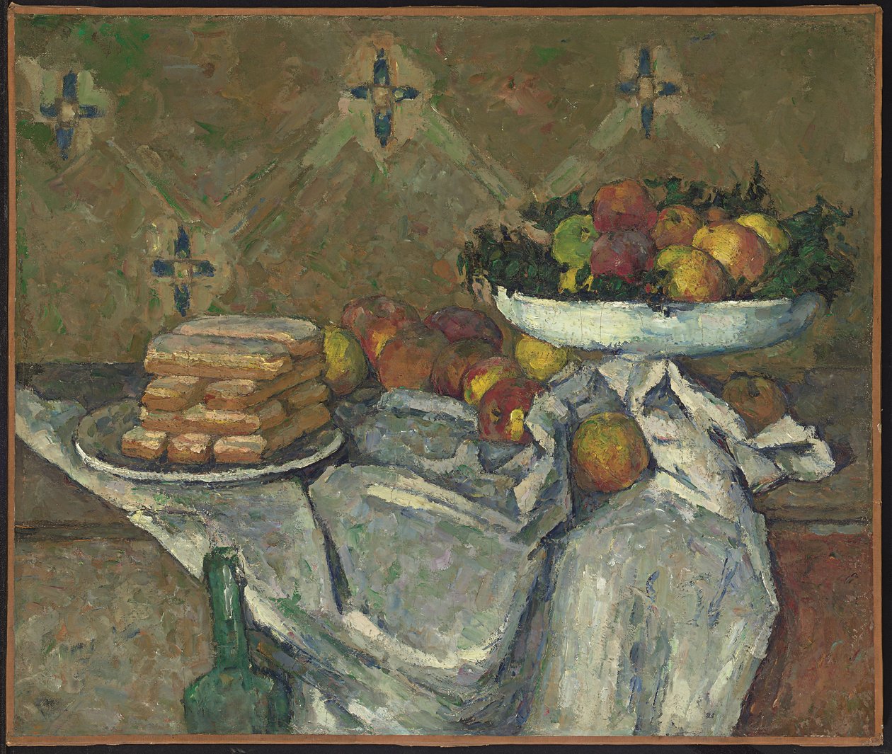 Fruteira e prato de biscoitos, c.1877 (óleo sobre tela) de Paul Cézanne