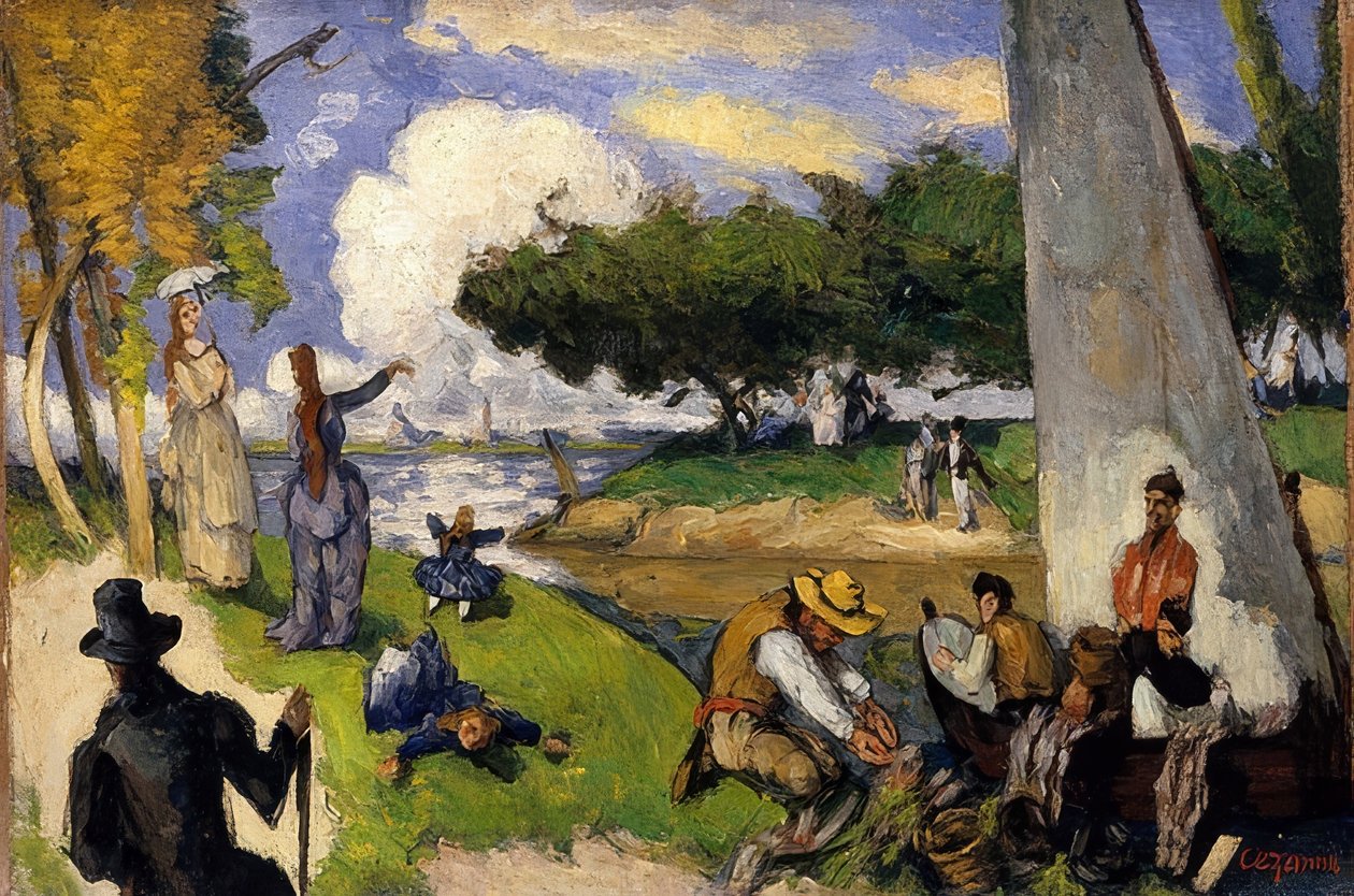 Die Fischer (cena fantástica). Em 1875 de Paul Cézanne