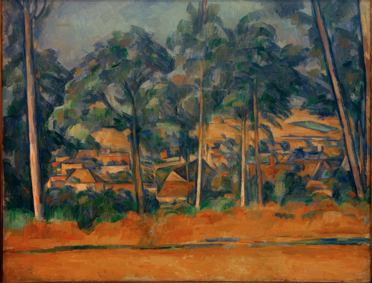 Aldeia atrás das árvores de Paul Cézanne