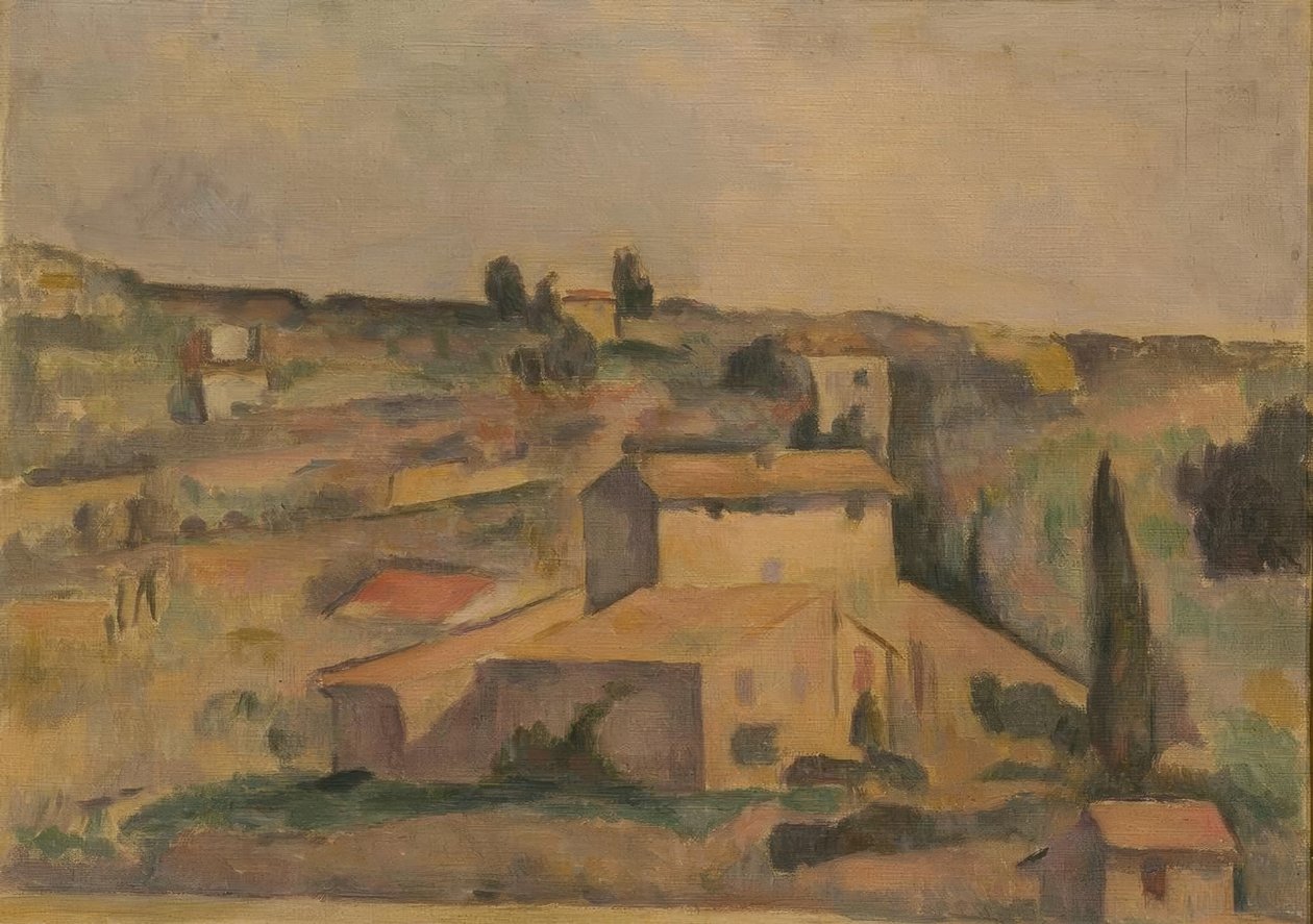 E.Fabbri (depois de Cézanne), paisagem em Bellevue de Paul Cézanne