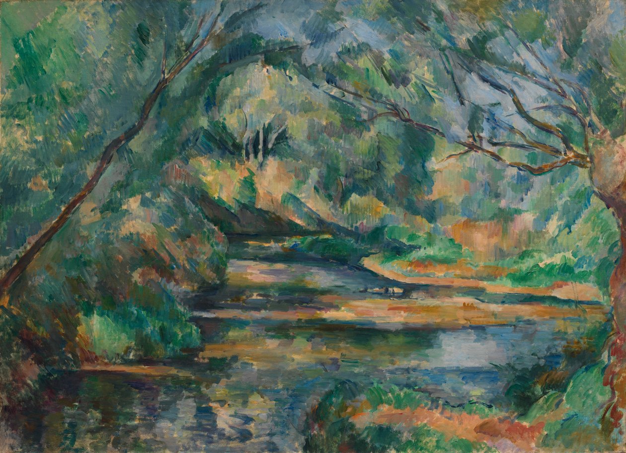 Água corrente na vegetação rasteira de Paul Cézanne