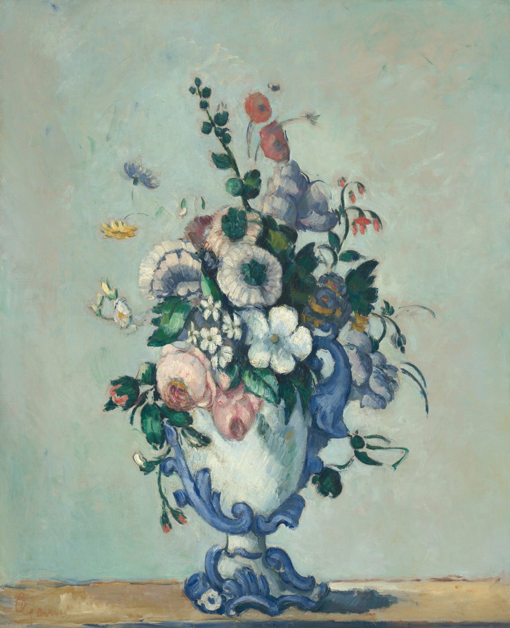 Flores em um vaso rococó de Paul Cézanne
