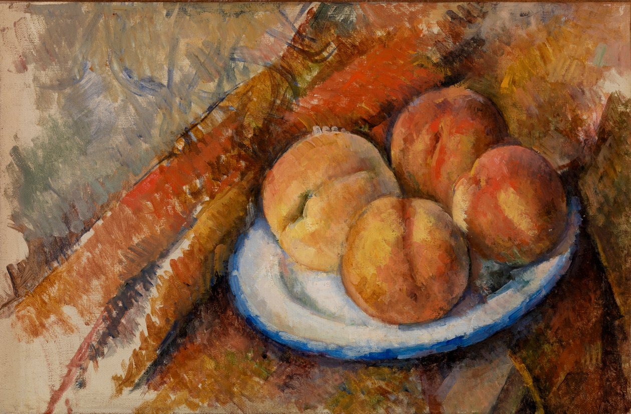 Quatro pêssegos em um prato de Paul Cézanne