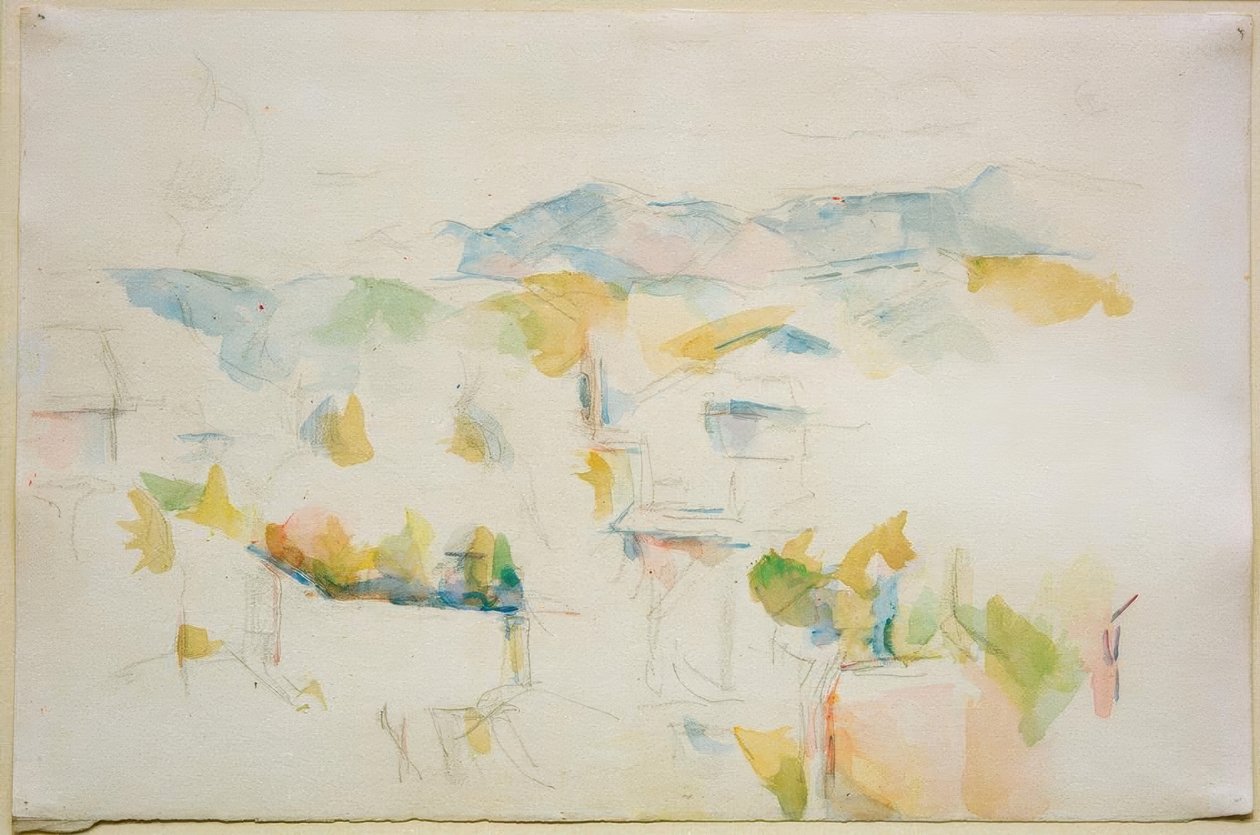 Paisagem montanhosa nos arredores de Aix-en-Provence de Paul Cézanne