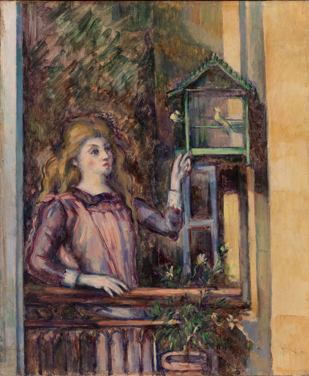menina com gaiola de Paul Cézanne