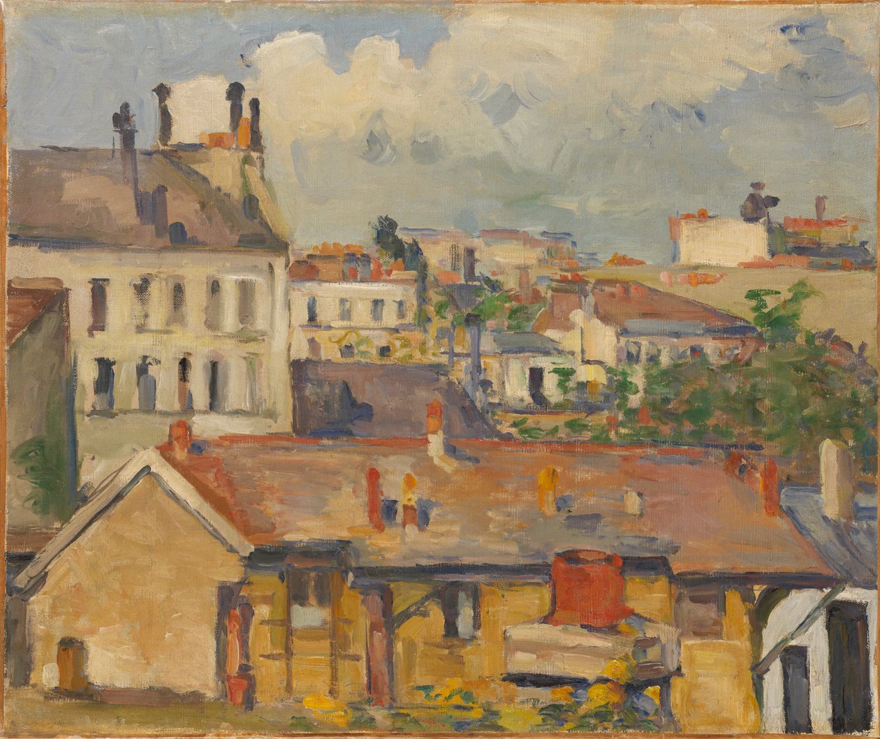 Grupo de casas Les Toits, 1876-1877. de Paul Cézanne