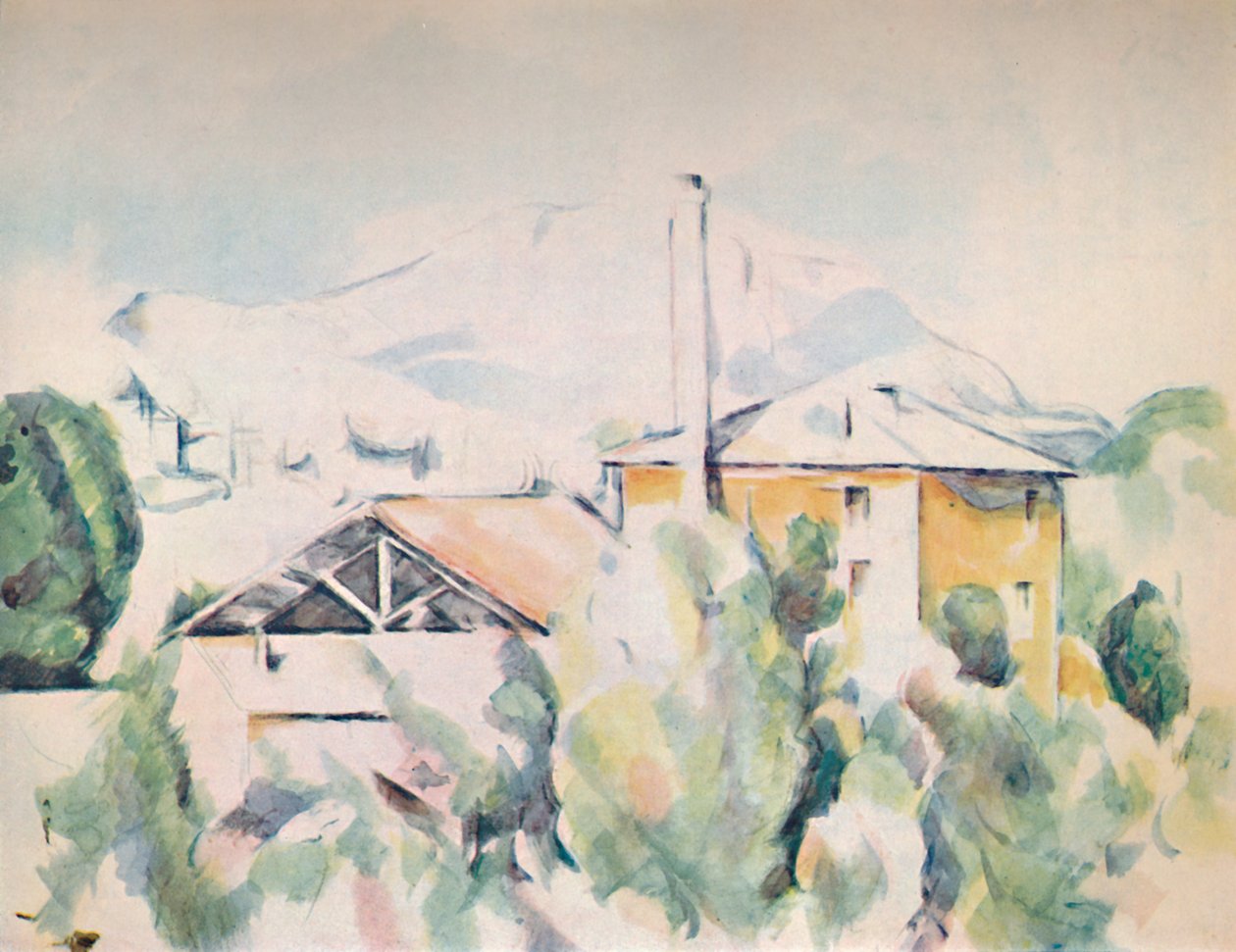 Casas em uma paisagem, 1923 de Paul Cézanne