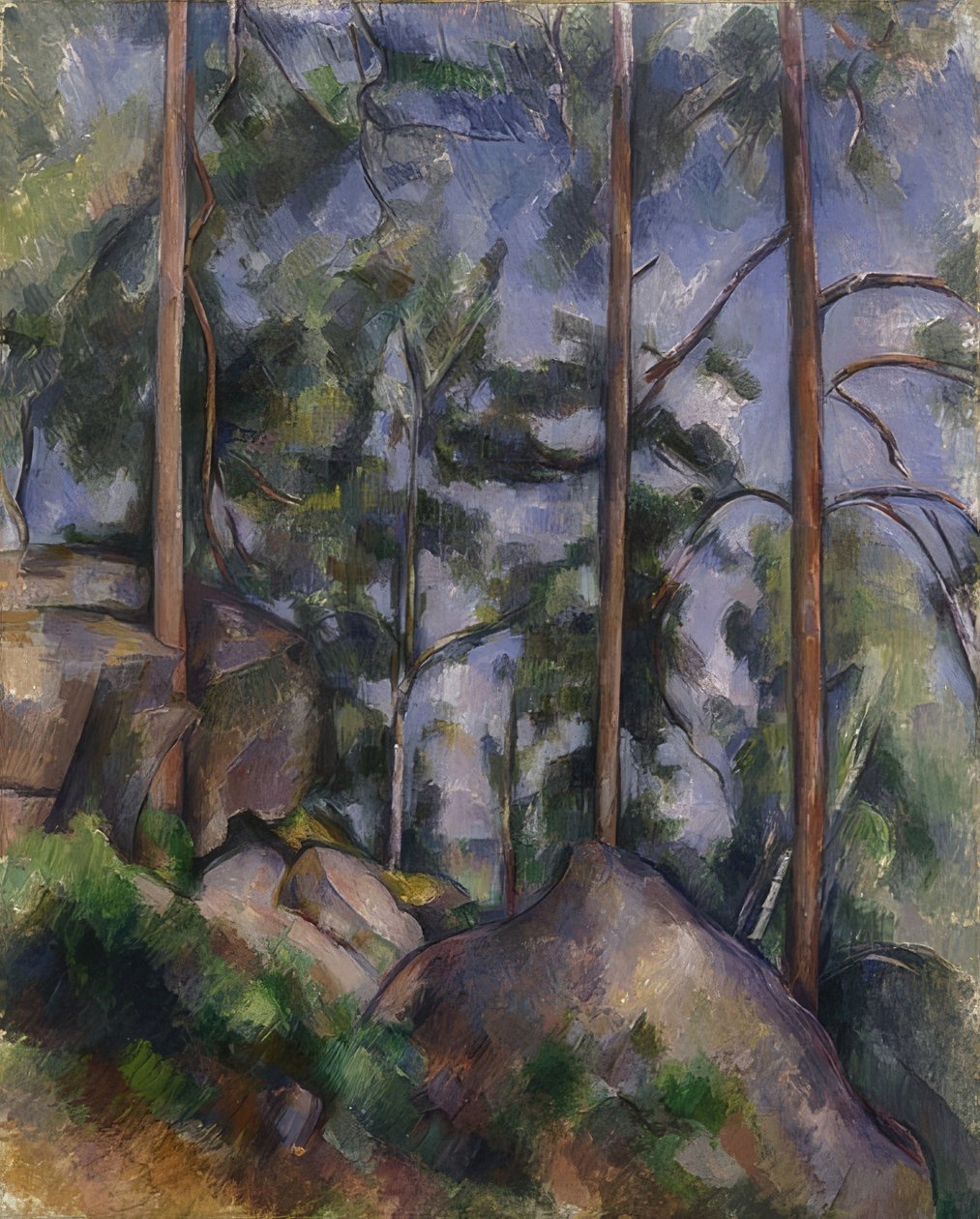 Pinheiros e pedras (Fontainebleau). Por volta de 1897 de Paul Cézanne