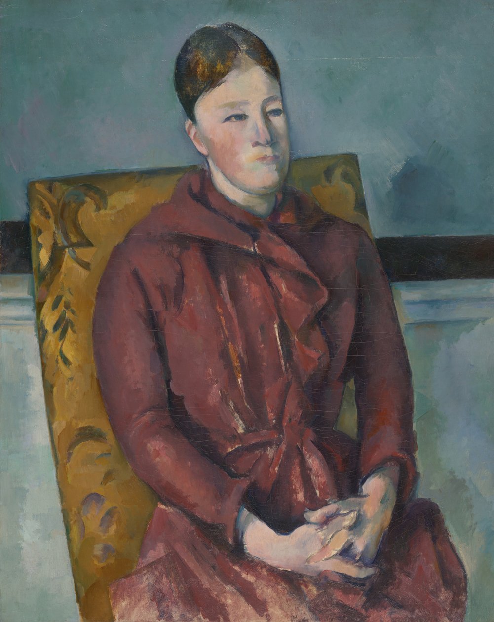 Madame Cézanne em uma cadeira amarela, 188890. de Paul Cézanne
