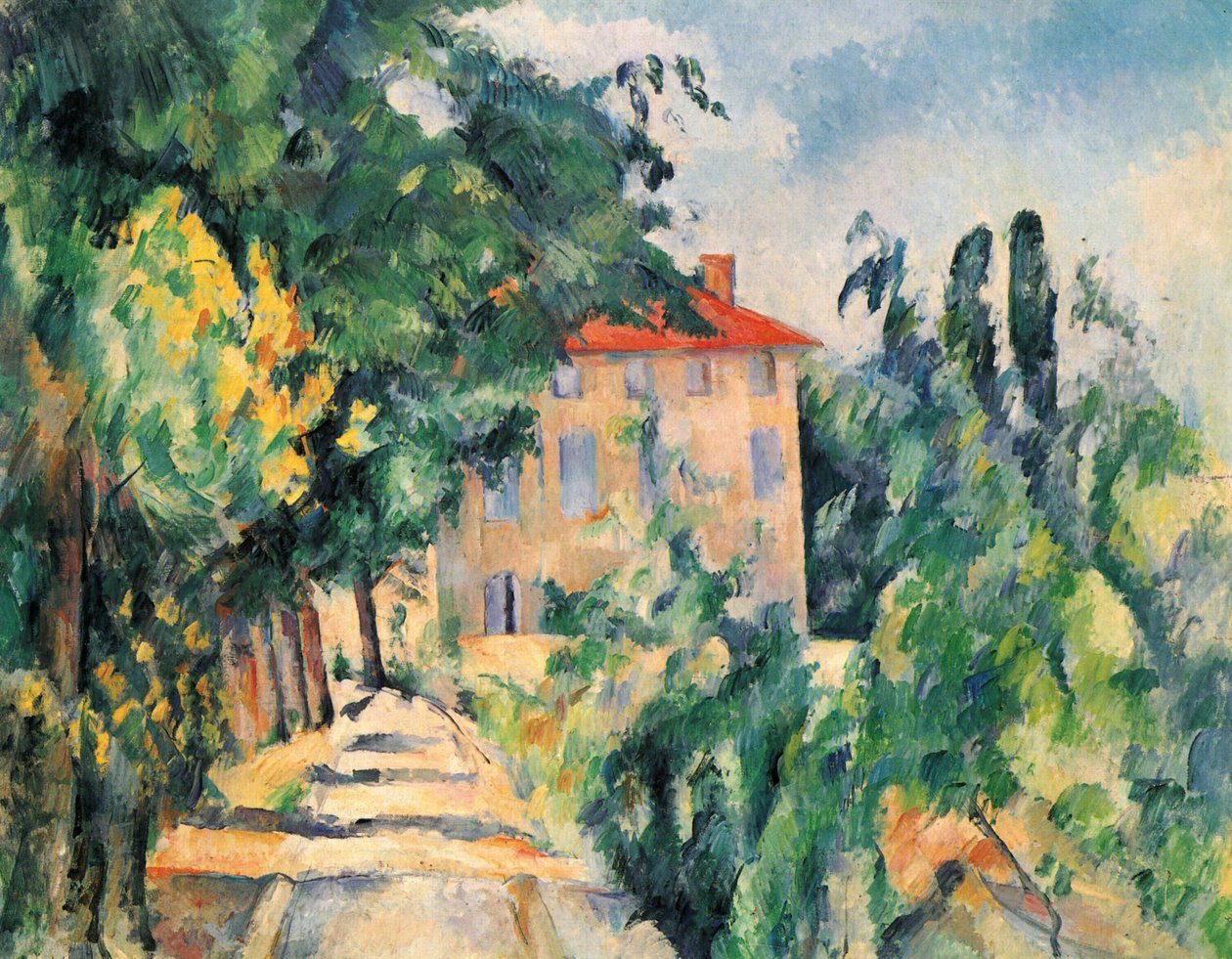 Casa com telhado vermelho (Jas de Bouffan) de Paul Cézanne