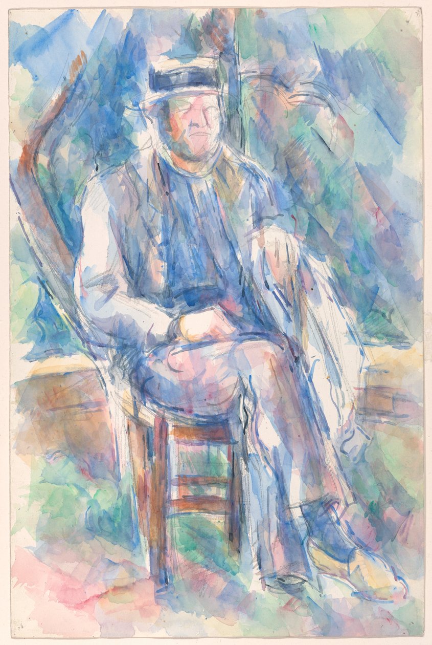 Homem com um chapéu de palha de Paul Cézanne