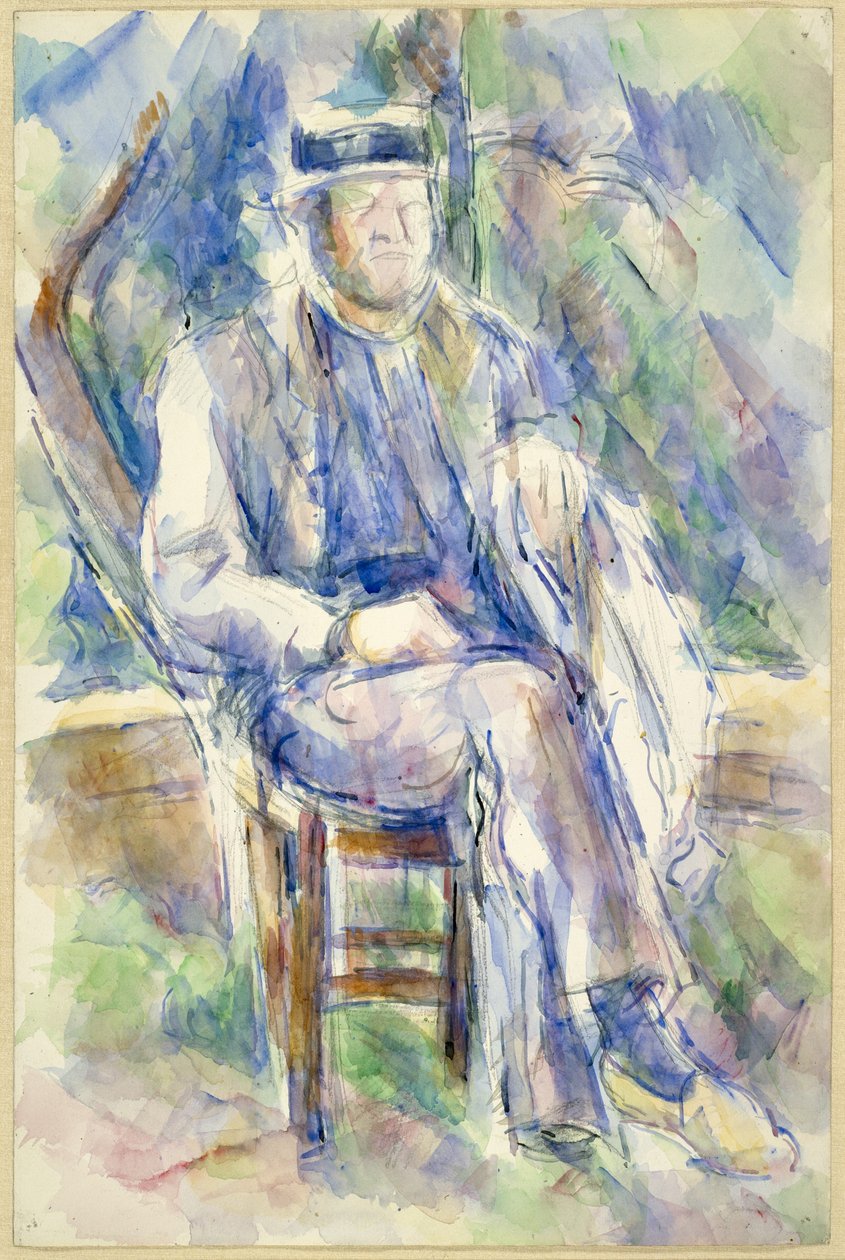 Homem vestindo um chapéu de palha, 1905-06 de Paul Cézanne