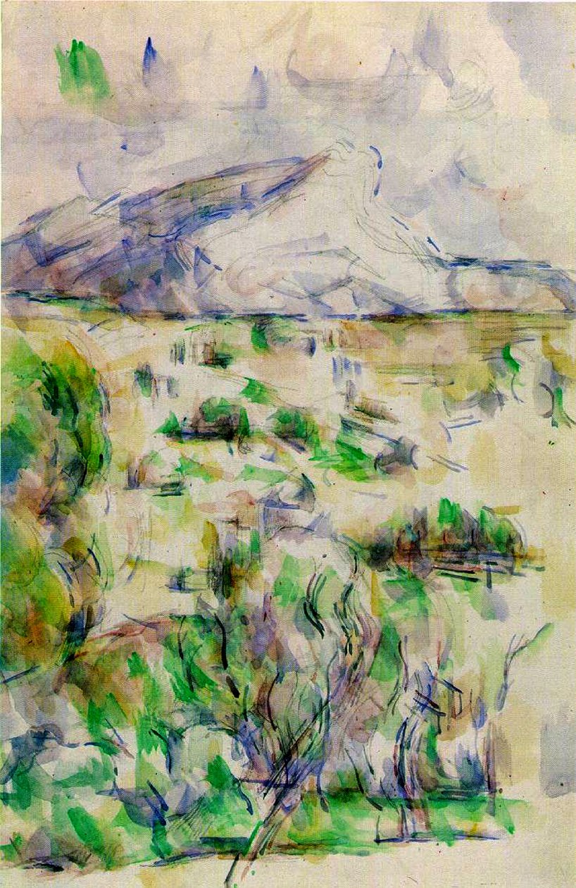 Mont Sainte Victoire de Lauves, 1902-06 (wc e lápis sobre papel) de Paul Cézanne