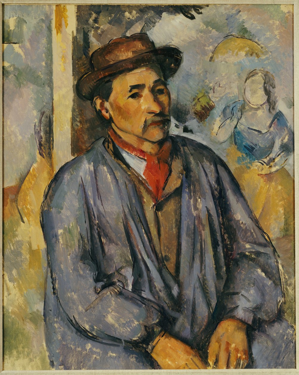 Camponês em uma camisa azul de Paul Cézanne