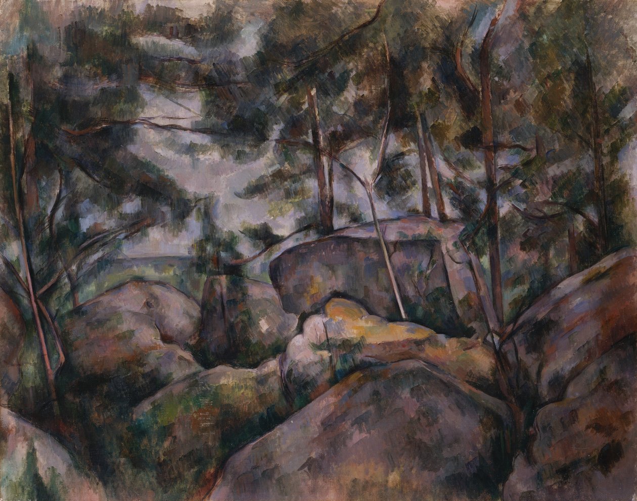 Rochas na floresta, década de 1890. de Paul Cézanne