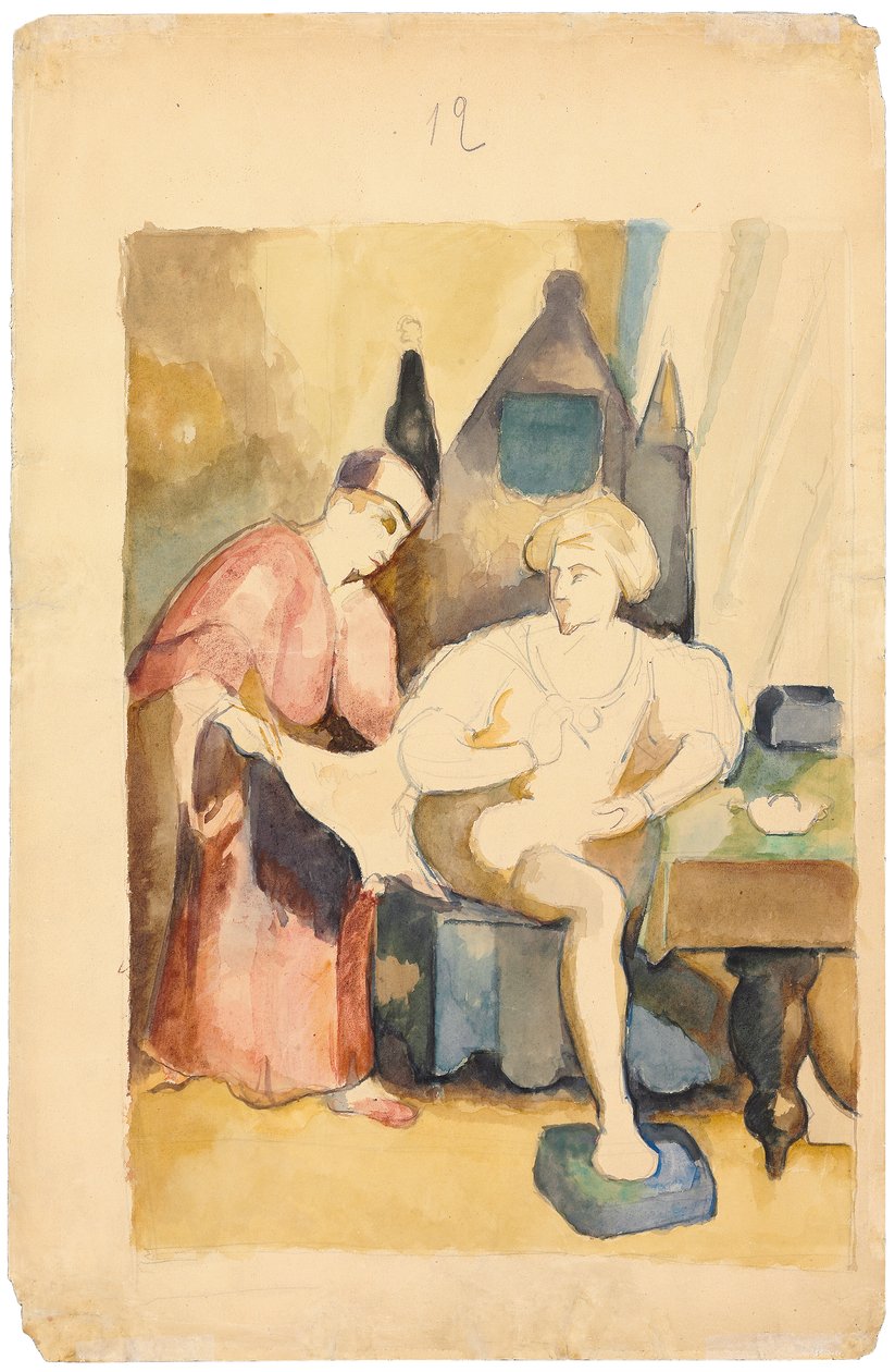 Cena que descreve uma história romântica; Ilustrador de cena un Recit Romantique, c.1875-1885 de Paul Cézanne