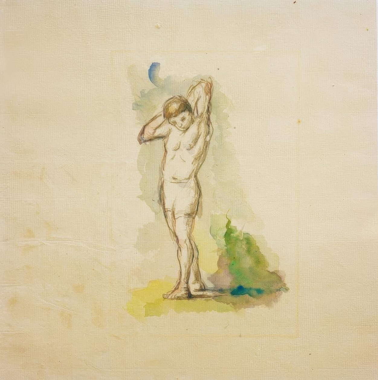 Banhista de pé com os braços cruzados no pescoço de Paul Cézanne