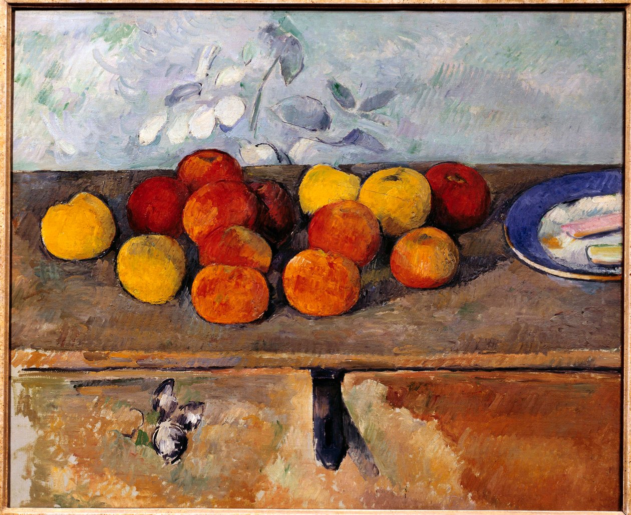 Natureza Morta de Maçãs e Biscoitos Pintura de Paul Cezanne (1839-1906) 1880 aproximadamente. Sol. 0,45x0,55 m Paris, Musee de l
