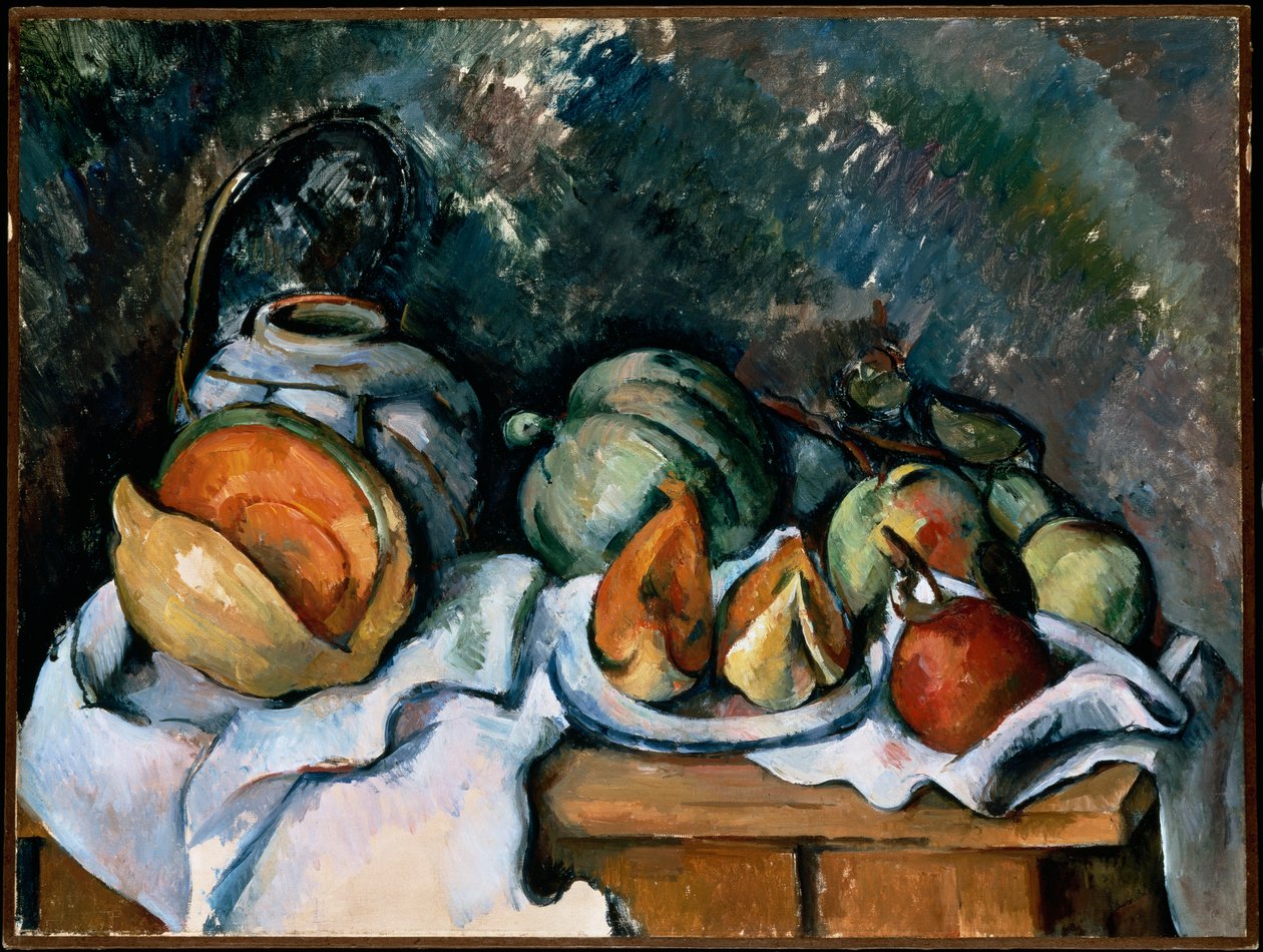 Natureza morta com frutas e um pote de gengibre, c.1895 de Paul Cézanne