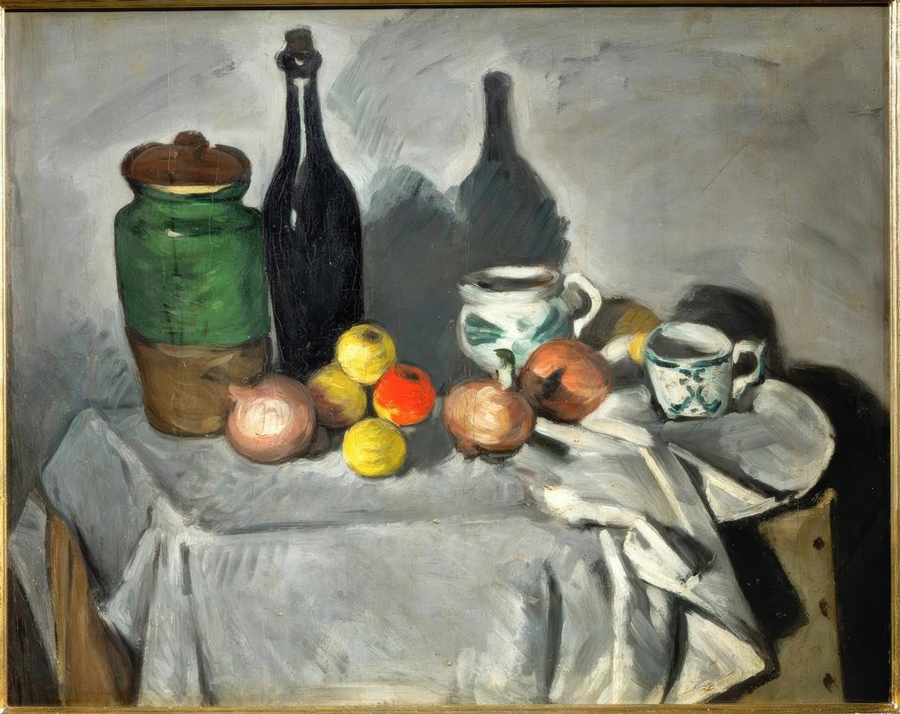 Natureza morta (frutas e pratos) de Paul Cézanne