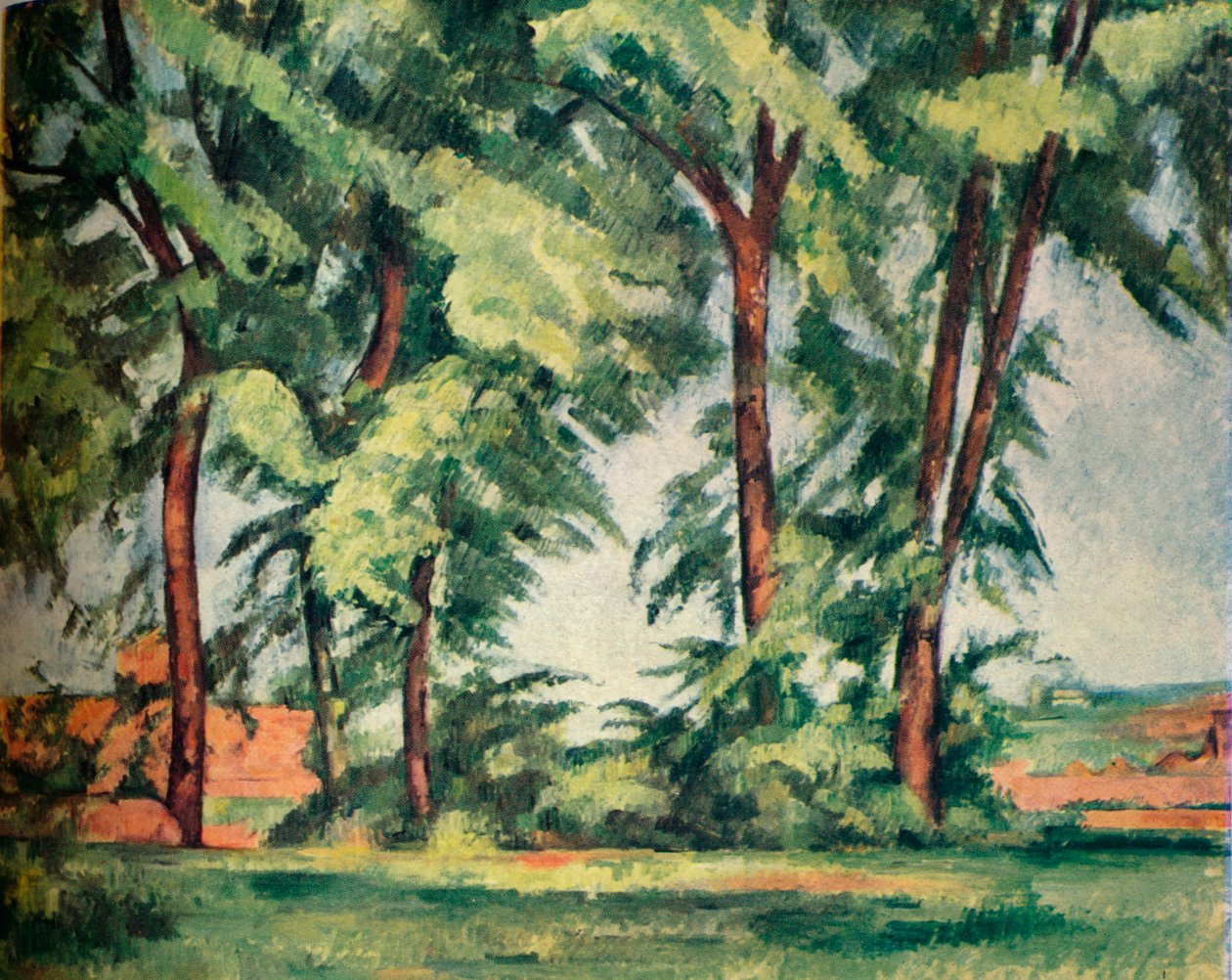 Árvores altas no Jas de Bouffan, c1883, 1929 de Paul Cézanne